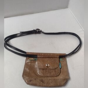 XOBRUNO Leather Belt Bag Fanny Pack Brown Card Holder Minimalist Sling VV